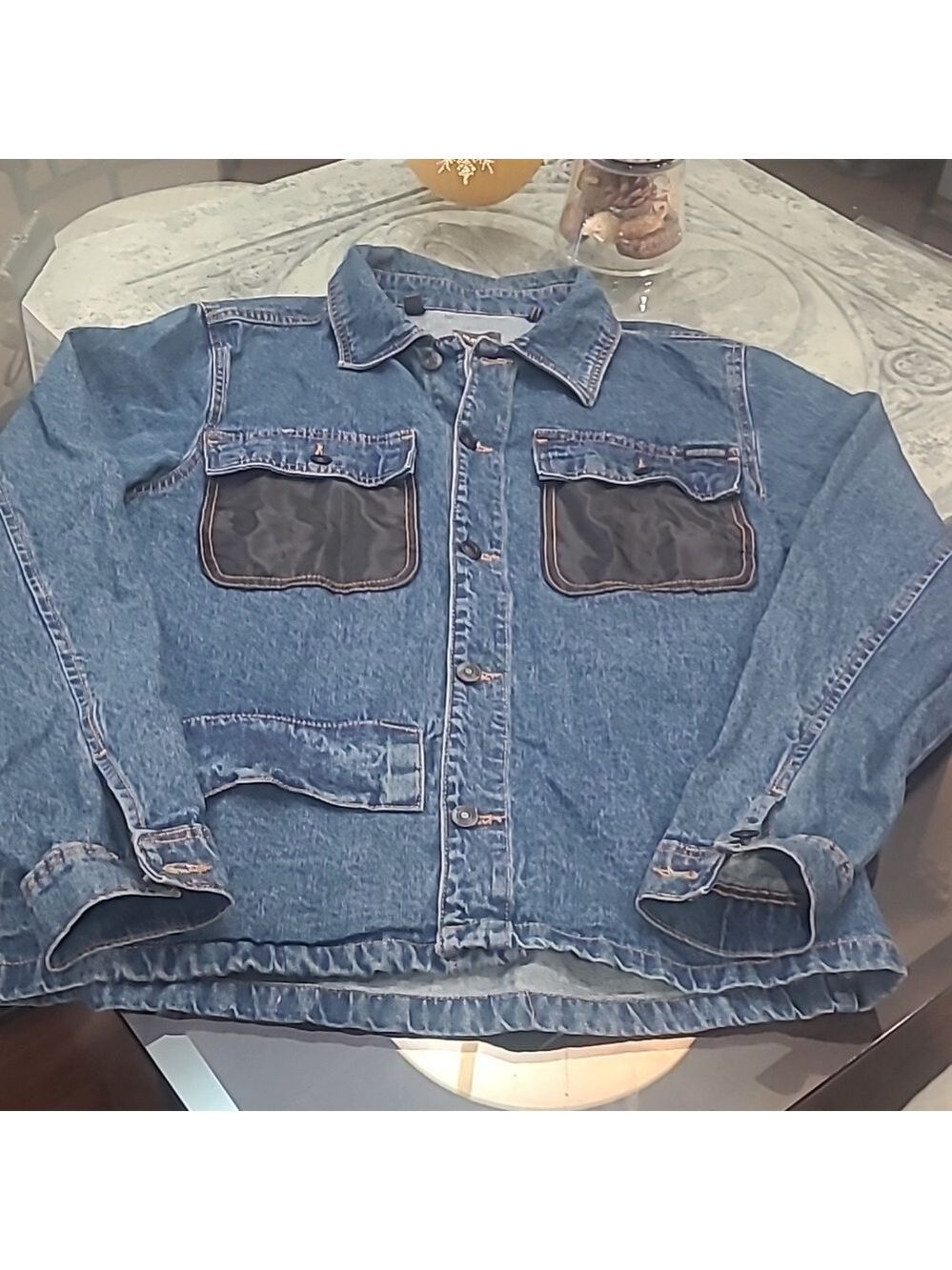 HUDSON MEN'S BLUE DENIM JEAN SHACKET jacket MEDIUM SIZE OVERSIZE LIKE NEW